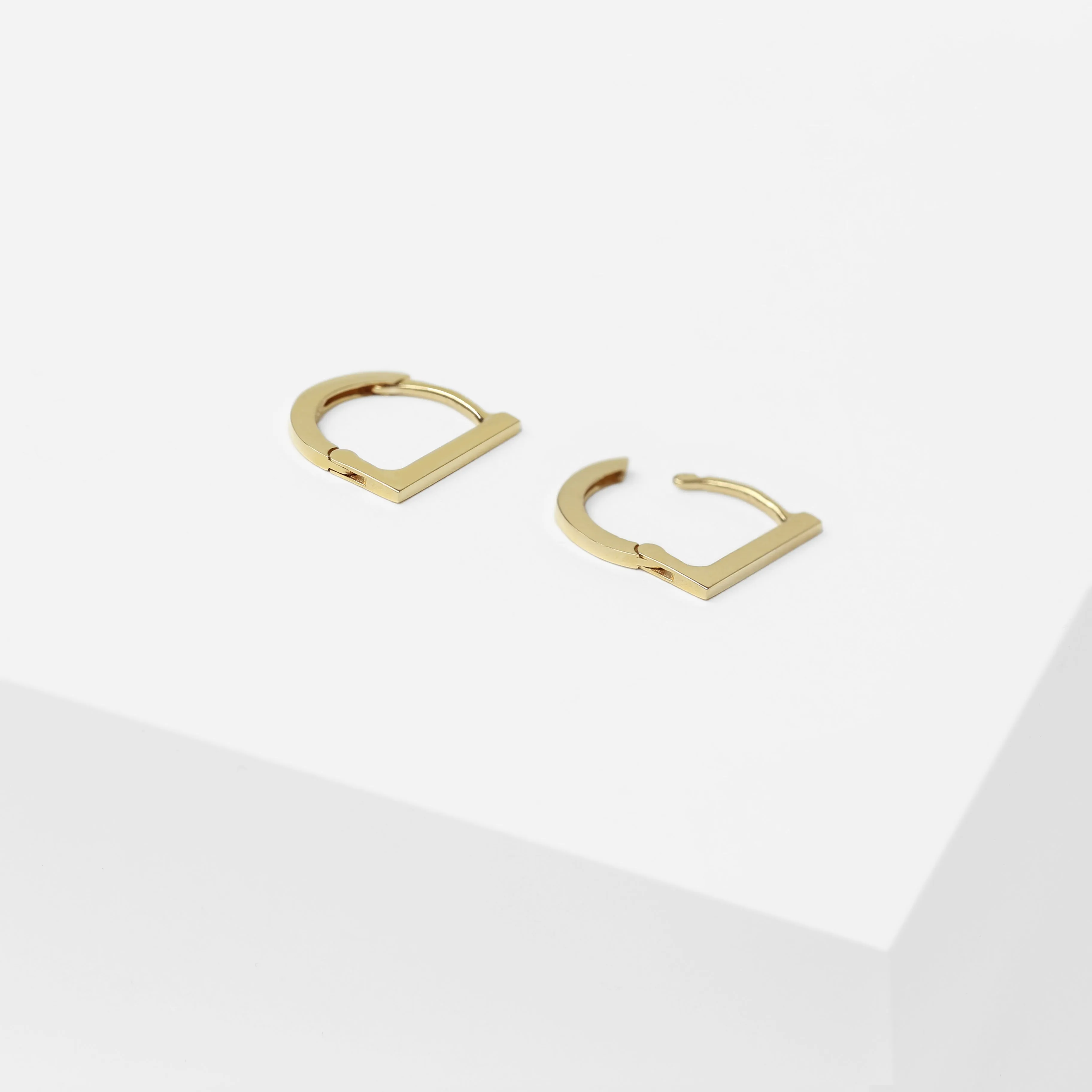 14k Solid Gold Bar Hoop Earring