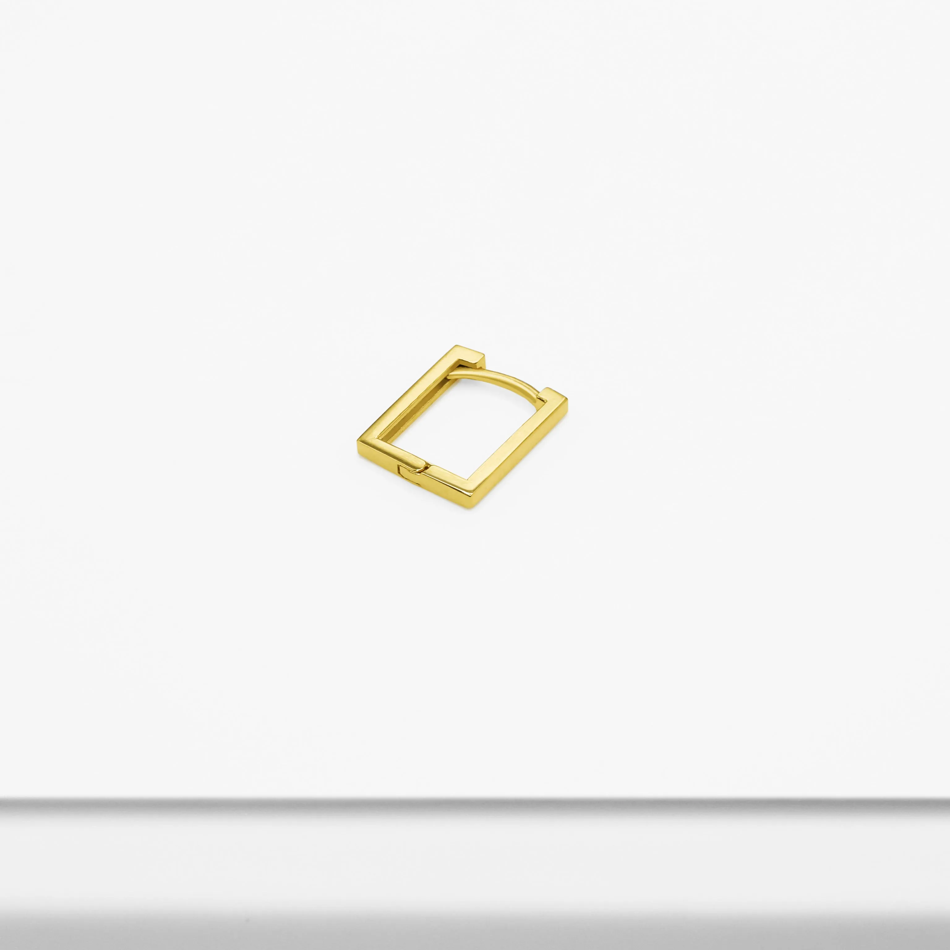 14k Solid Gold Small Rectangular Hoop Earring