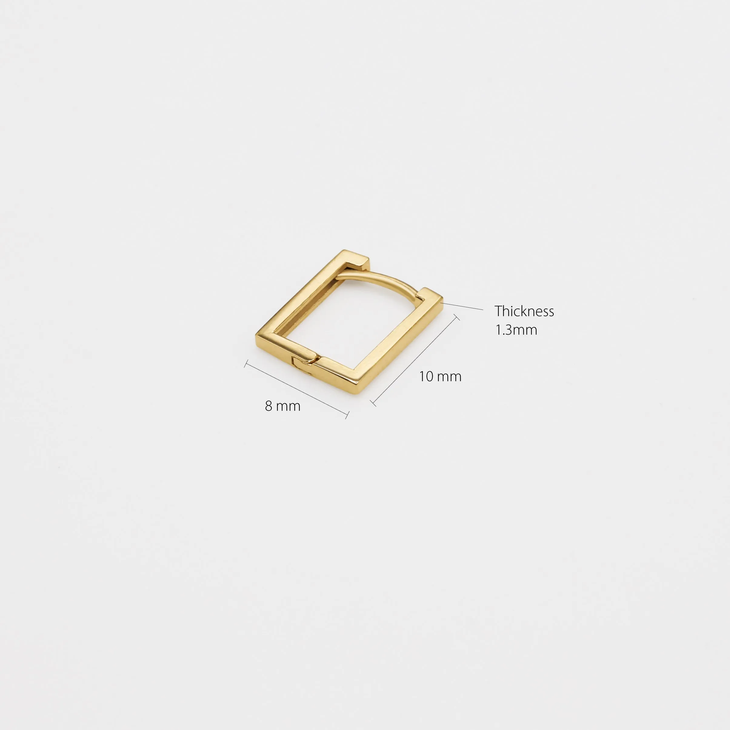 14k Solid Gold Small Rectangular Hoop Earring