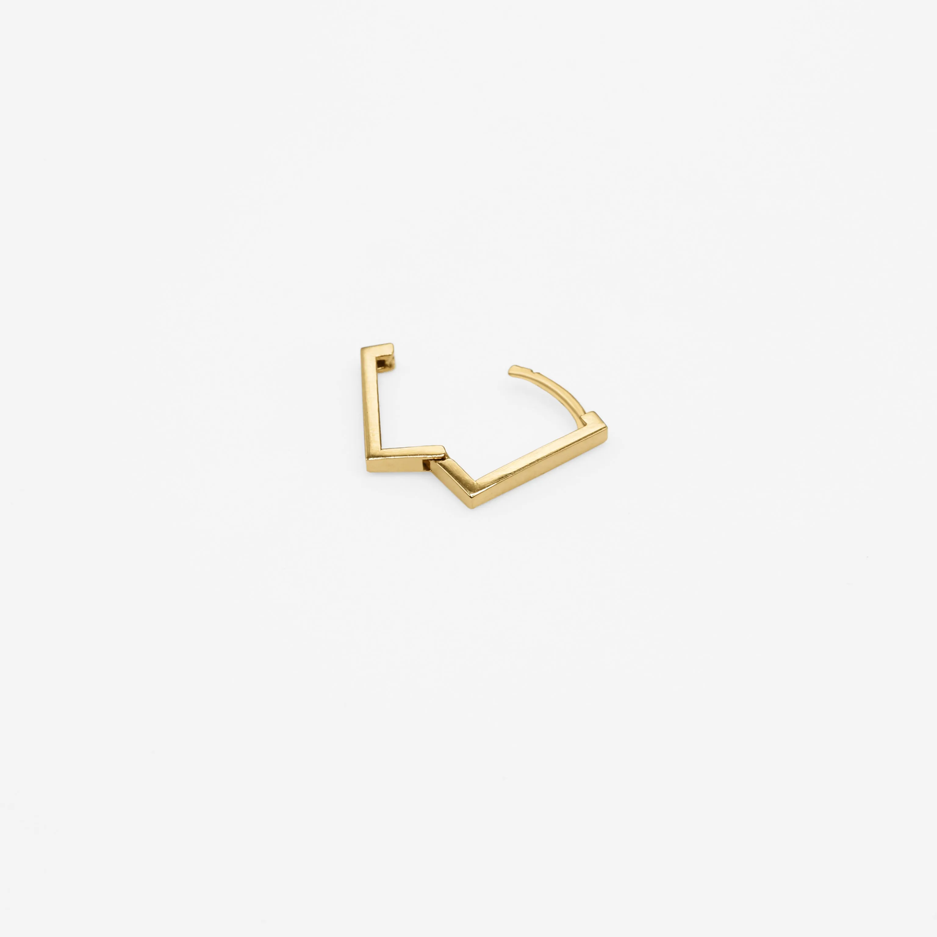14k Solid Gold Small Rectangular Hoop Earring