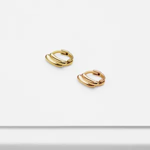 14k Solid Gold Tiny Double Bar Hoop Earring