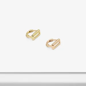 14k Solid Gold Tiny Open Rectangle Hoop Earring