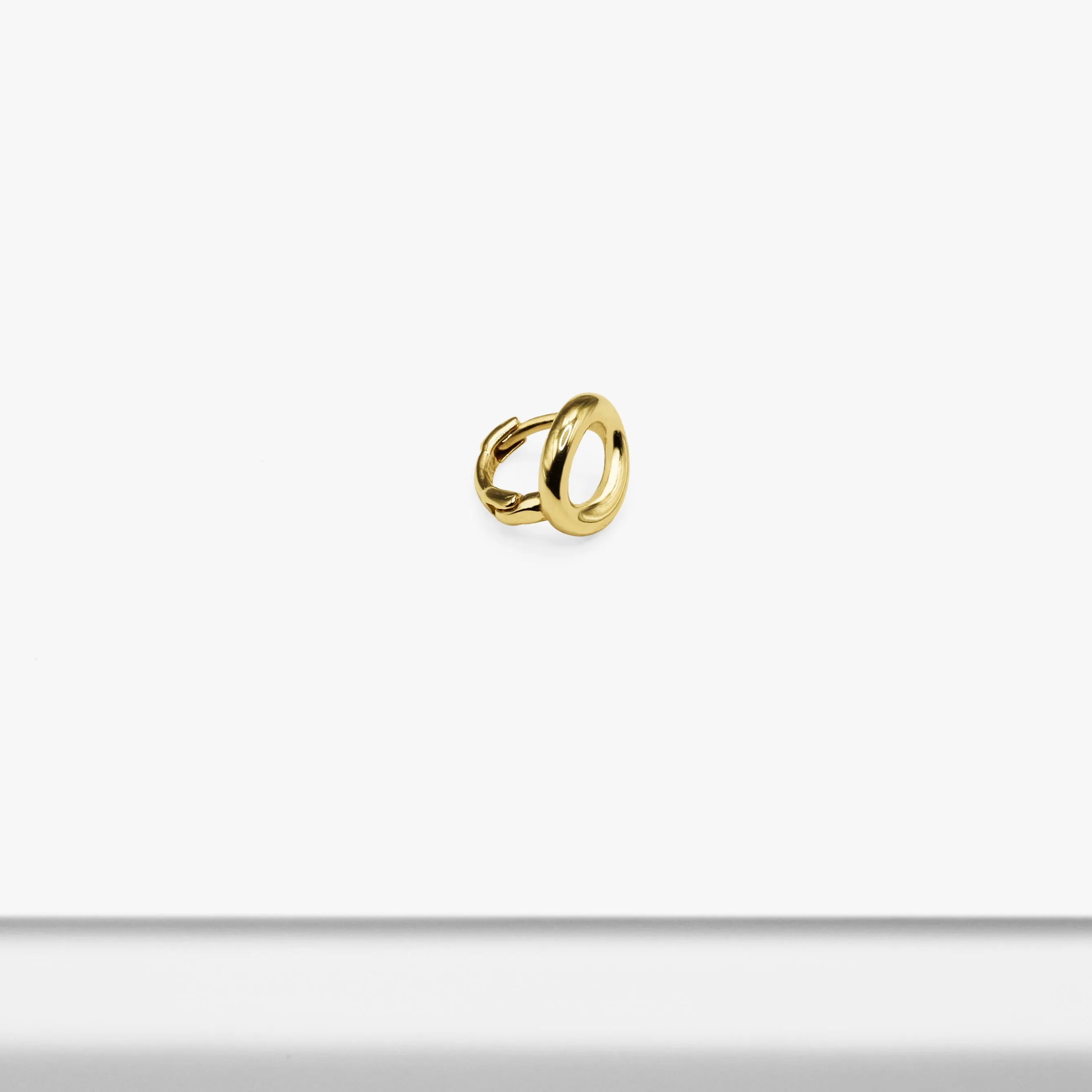 14k Solid Gold Tiny Oval Hoop Earring