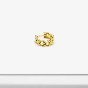 14k Solid Gold Wide Chain Hoop Earring
