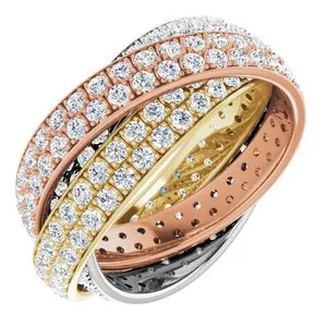 14K Tri-Color 3 1/3 CTW Diamond Eternity Band Size 7
