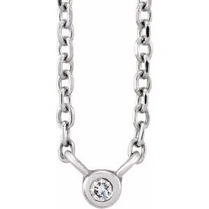 14K White .015 CT Natural Black Diamond 16-18" Necklace