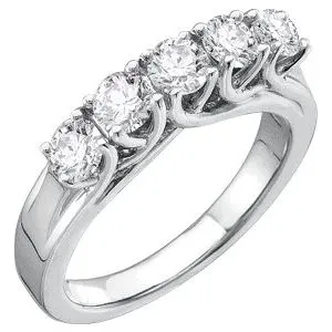 14K White 1 CTW Diamond 5-Stone Anniversary Band