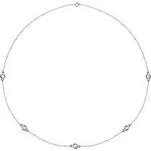 14K White 1 CTW Natural Diamond 5-Station 18" Necklace
