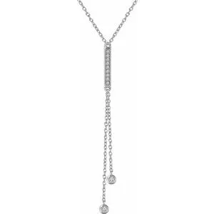 14K White 1/10 CTW Diamond Bar Y 16-18" Necklace
