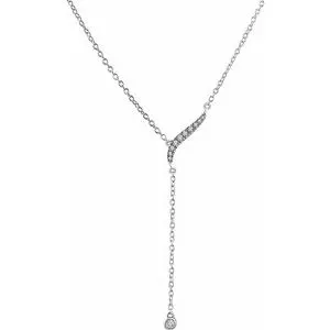 14K White 1/10 CTW Diamond Y 16-18" Necklace
