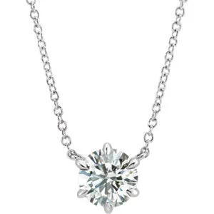 14K White 1/3 CT Diamond Solitaire 18" Necklace