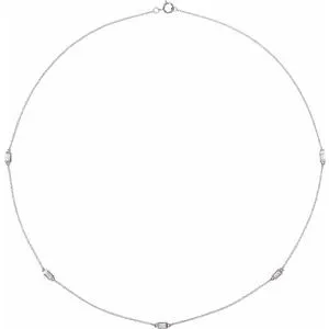 14K White 1/3 CTW Diamond 5-Station 16" Necklace