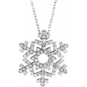 14K White 1/3 CTW Diamond Snowflake 16" Necklace