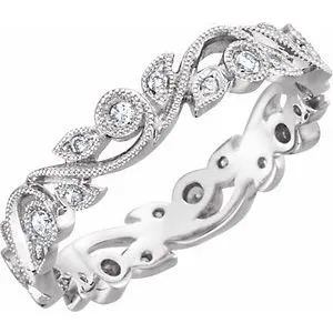 14K White 1/4 CTW Diamond Eternity Band Size 4.5