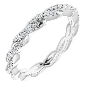 14K White 1/4 CTW Diamond Twisted Eternity Band Size 6