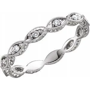 14K White 1/8 CTW Diamond Anniversary Band Size 5