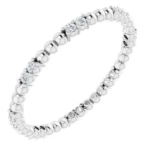 14K White 1/8 CTW Diamond Beaded Eternity Band Size 7