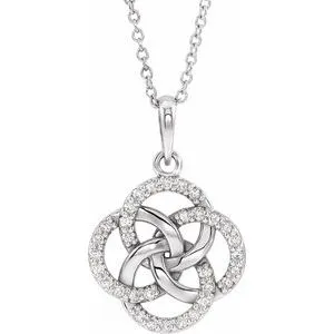 14K White 1/8 CTW Diamond Five-Fold Celtic Necklace