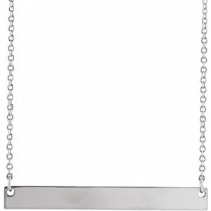 14K White 34x4 mm Bar 18" Necklace