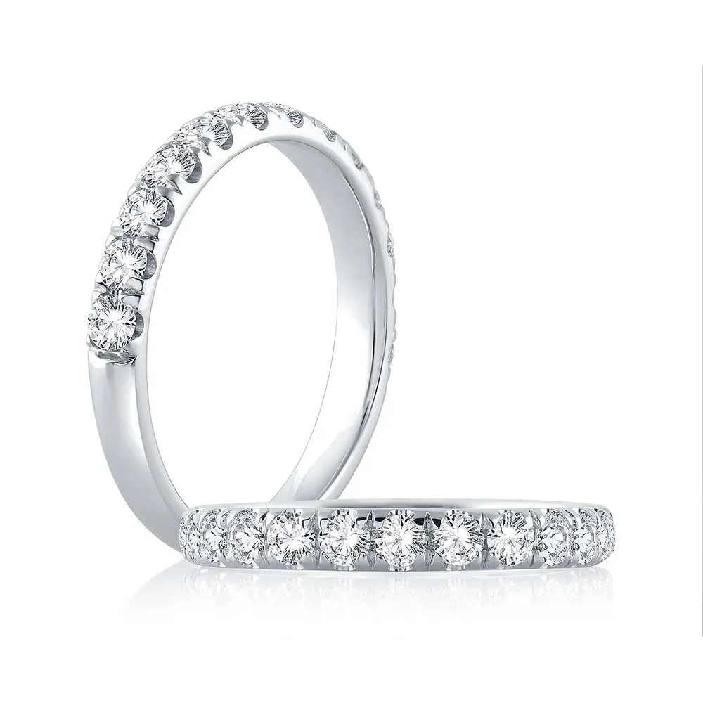 14K White Gold 0.16cttw. Diamond Classic Prong Straight Wedding Band
