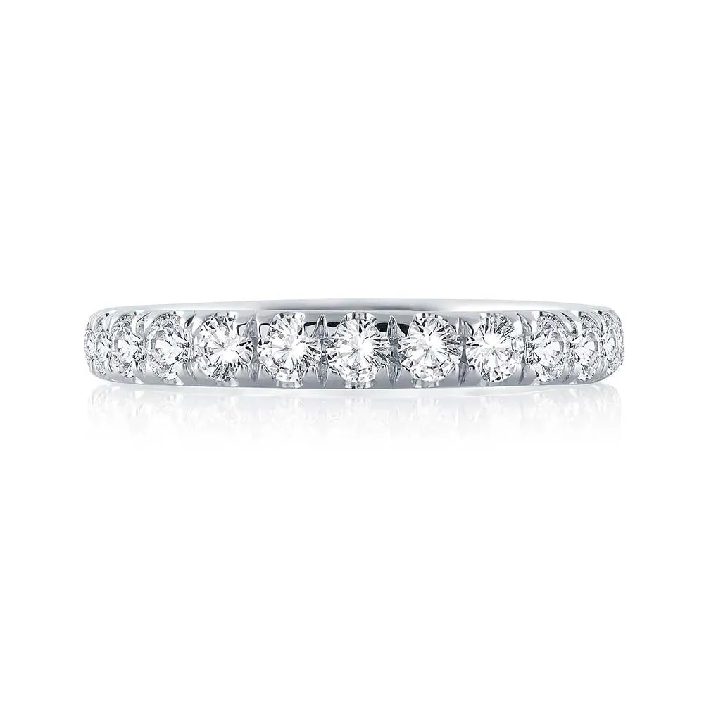 14K White Gold 0.16cttw. Diamond Classic Prong Straight Wedding Band