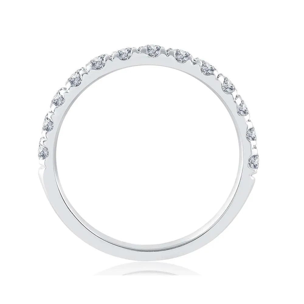 14K White Gold 0.16cttw. Diamond Classic Prong Straight Wedding Band
