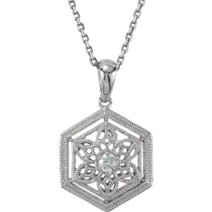14k White Gold .05 CTW Diamond Filigree 18" Necklace