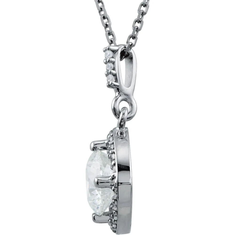 14k White Gold 1 1/6 CTW Diamond Halo-Style 18" Necklace