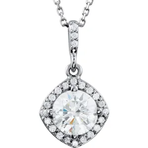 14k White Gold 1 1/6 CTW Diamond Halo-Style 18" Necklace