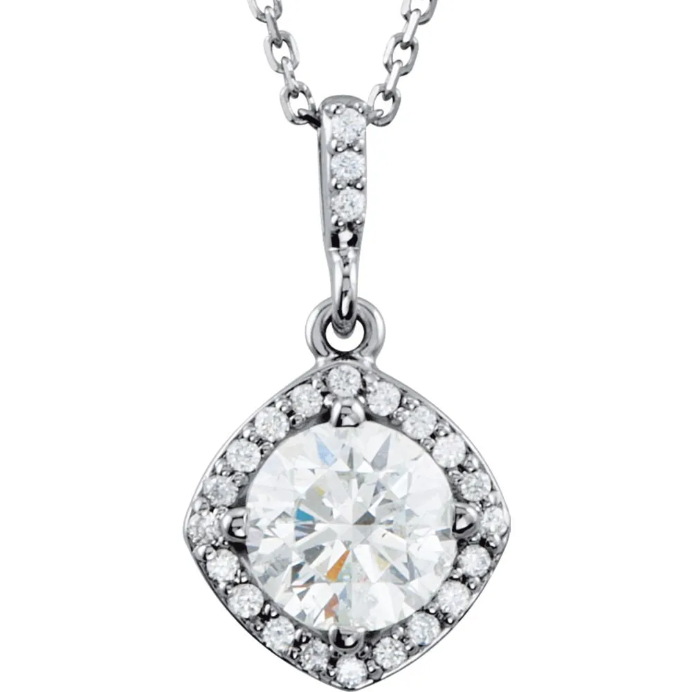 14k White Gold 1 1/6 CTW Diamond Halo-Style 18" Necklace