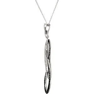 14k White Gold 1 3/8 CTW Black & White Diamond Necklace