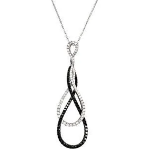 14k White Gold 1 3/8 CTW Black & White Diamond Necklace