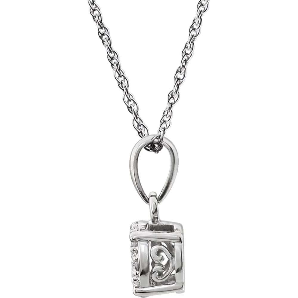 14k White Gold 1/3 CTW Diamond Cluster 18" Necklace
