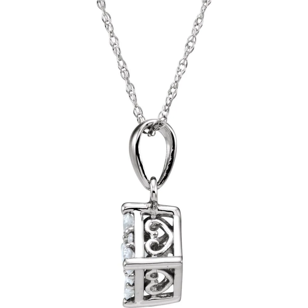 14k White Gold 1/3 CTW Diamond Cluster Necklace