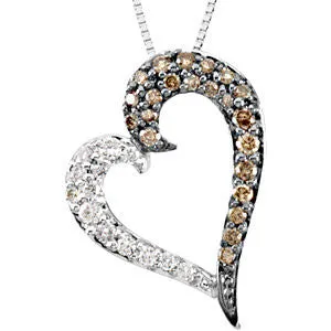 14k White Gold 1/4 CTW Diamond Heart 18" Necklace