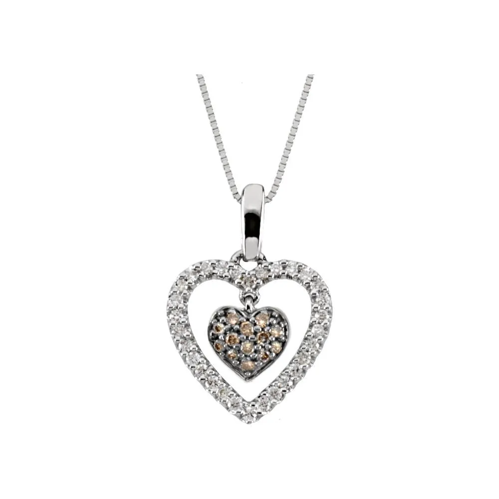 14k White Gold 1/4 CTW Diamond Heart 18" Necklace