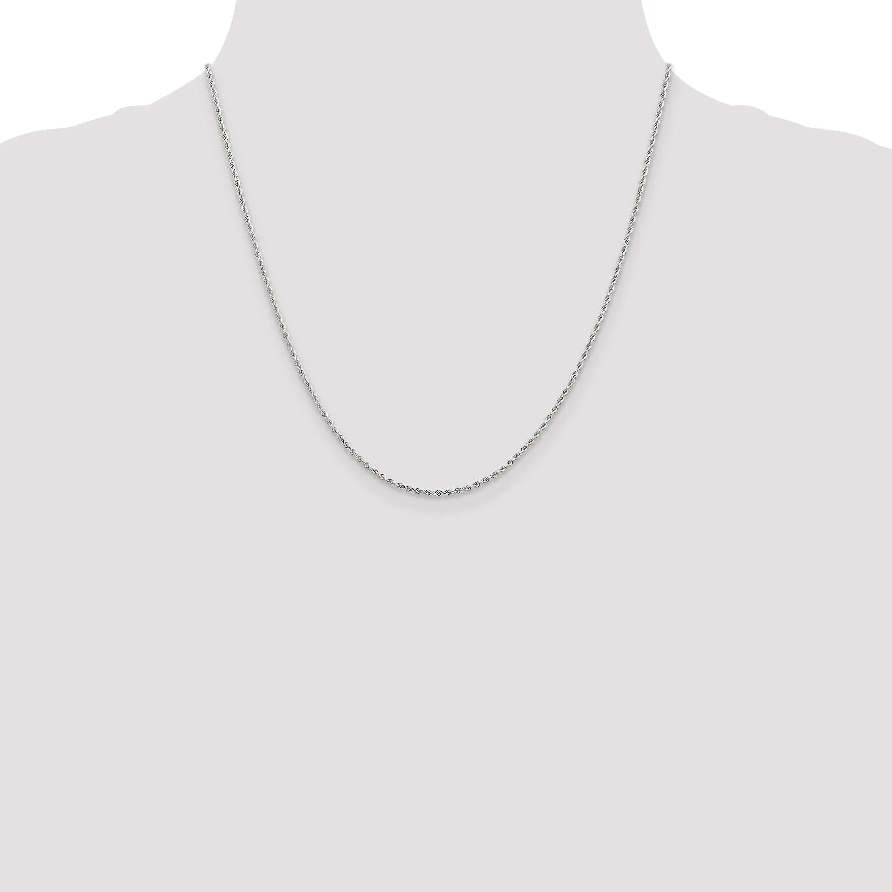 14K White Gold 1.5mm Diamond Cut Rope