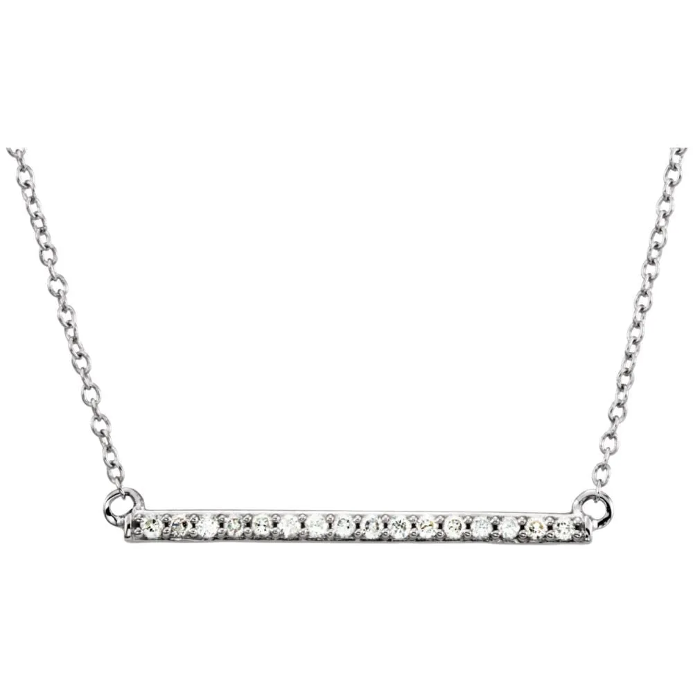 14k White Gold 1/6 CTW Diamond Bar 18" Necklace
