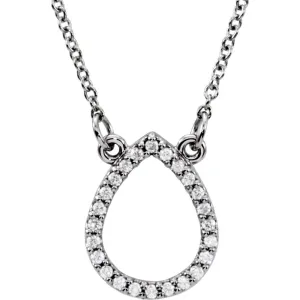 14k White Gold 1/8 CTW Diamond Teardrop 16" Necklace