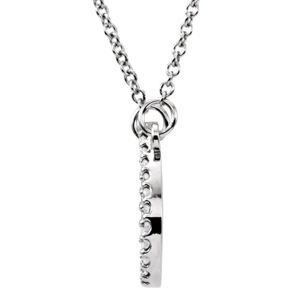 14k White Gold 1/8 CTW Diamond Teardrop 16" Necklace