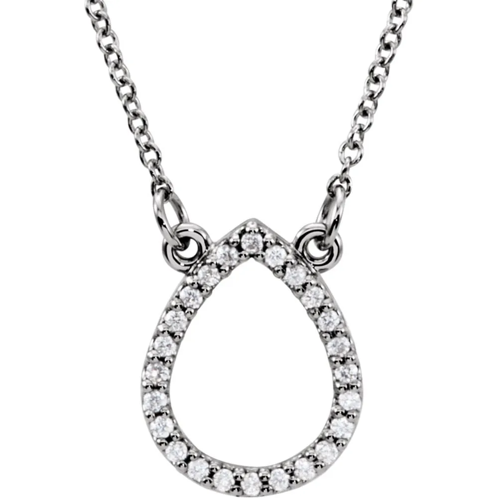 14k White Gold 1/8 CTW Diamond Teardrop 16" Necklace