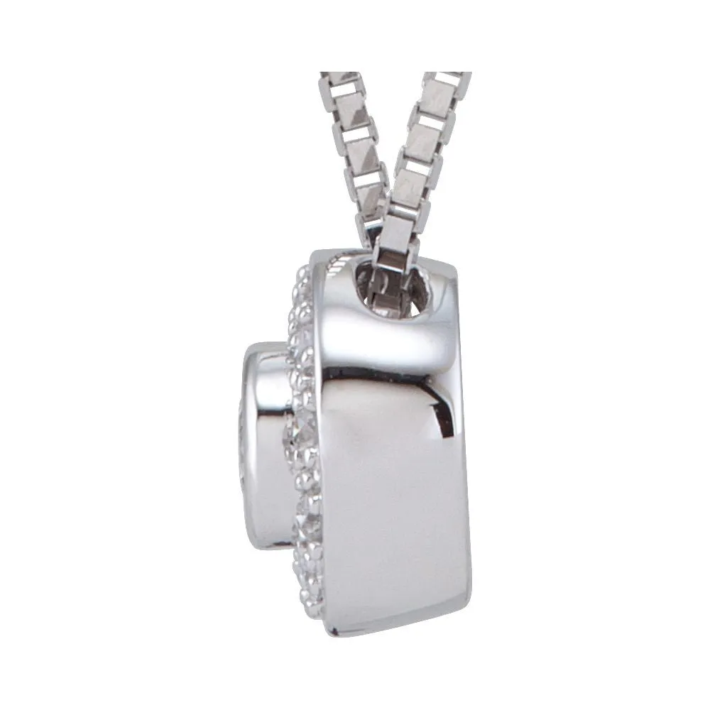 14k White Gold Bezel Set Necklace