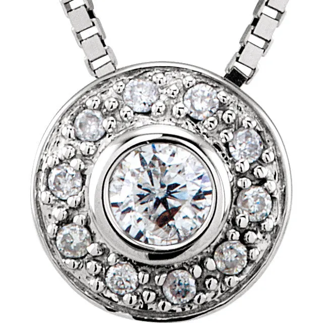 14k White Gold Bezel Set Necklace