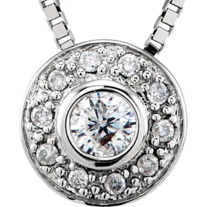 14k White Gold Bezel Set Necklace