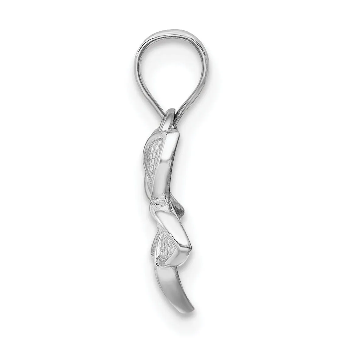 14K White Gold Casted Textured Polished Finish Mini Plumeria Charm Pendant
