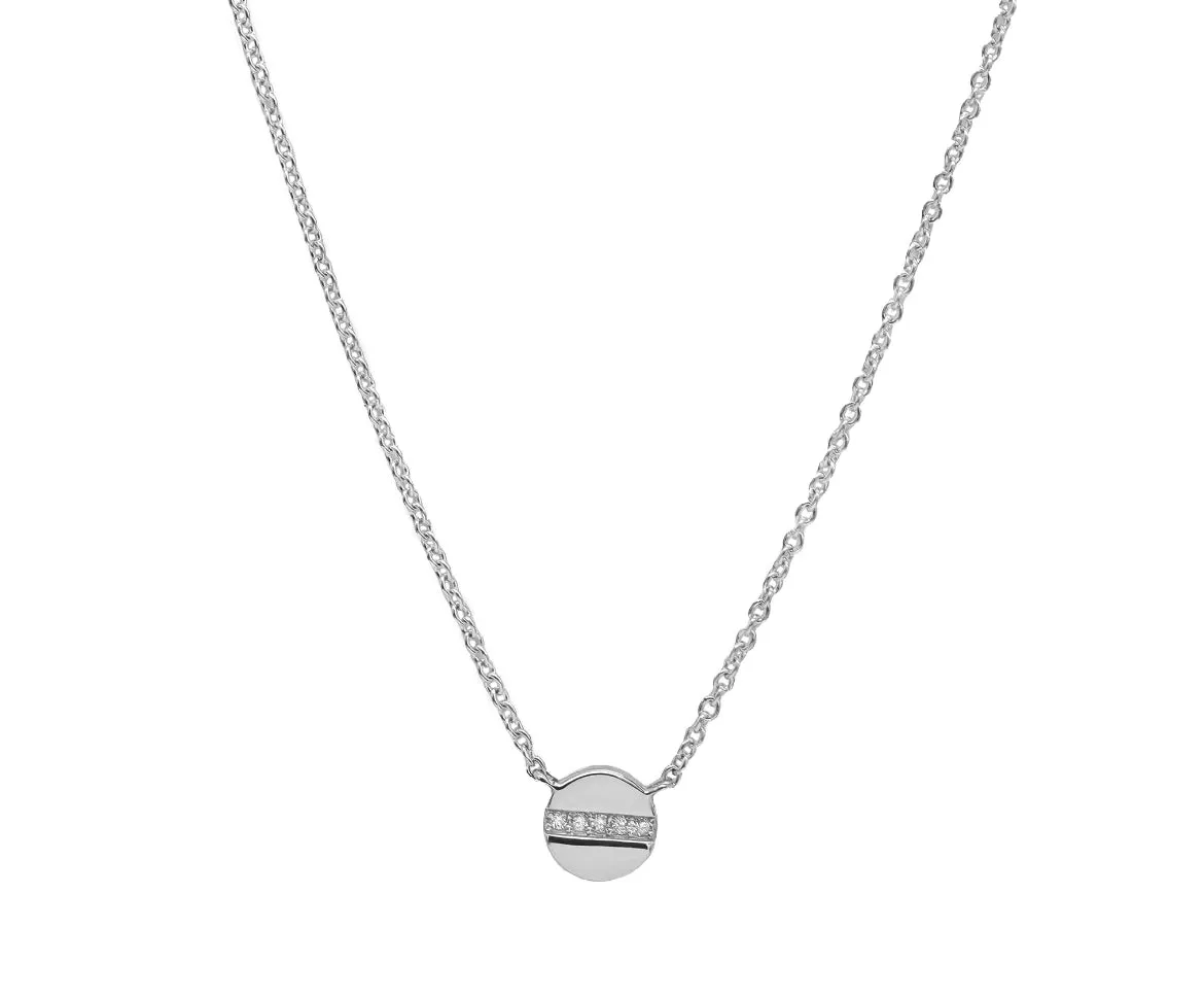 14k White Gold Diamond Screw Necklace