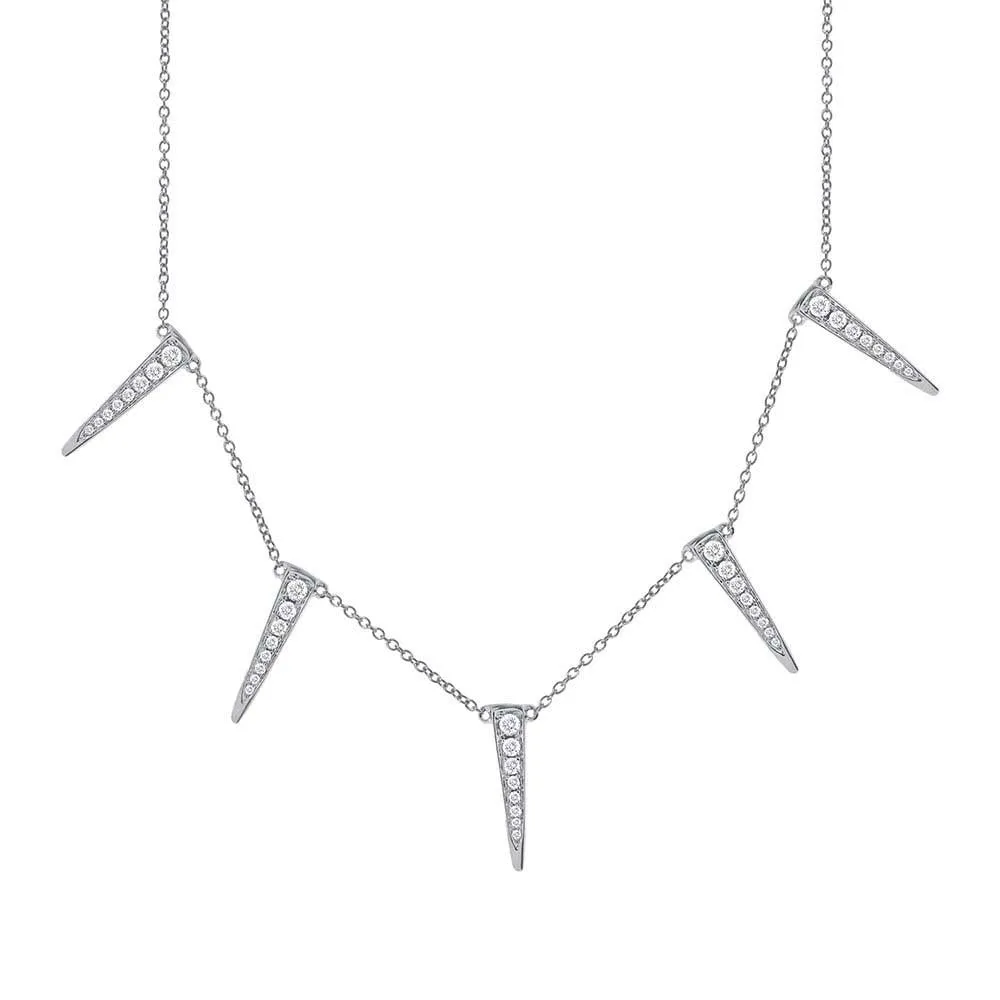 14k White Gold Diamond Triangle Necklace - 0.42ct V0052