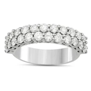 14k White Gold Diamond Two Row Wedding Band in 2.50 Ctw