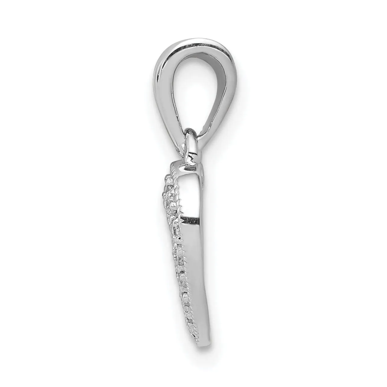 14k White Gold Polished Finish Open Back 1/10-CT Diamond Heart Design Charm Pendant