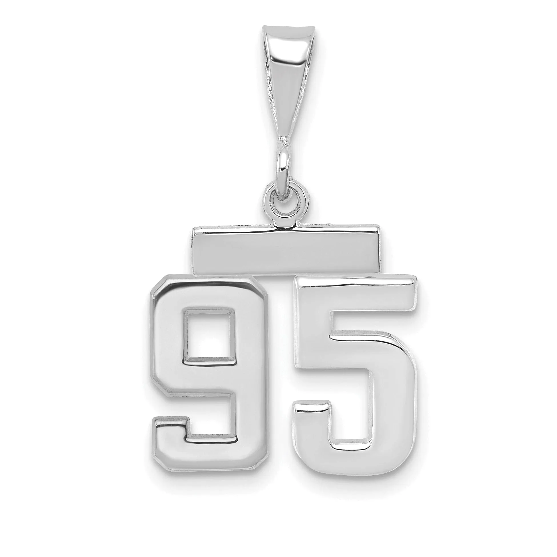 14k White Gold Polished Finish Small Size Number 95 Charm Pendant